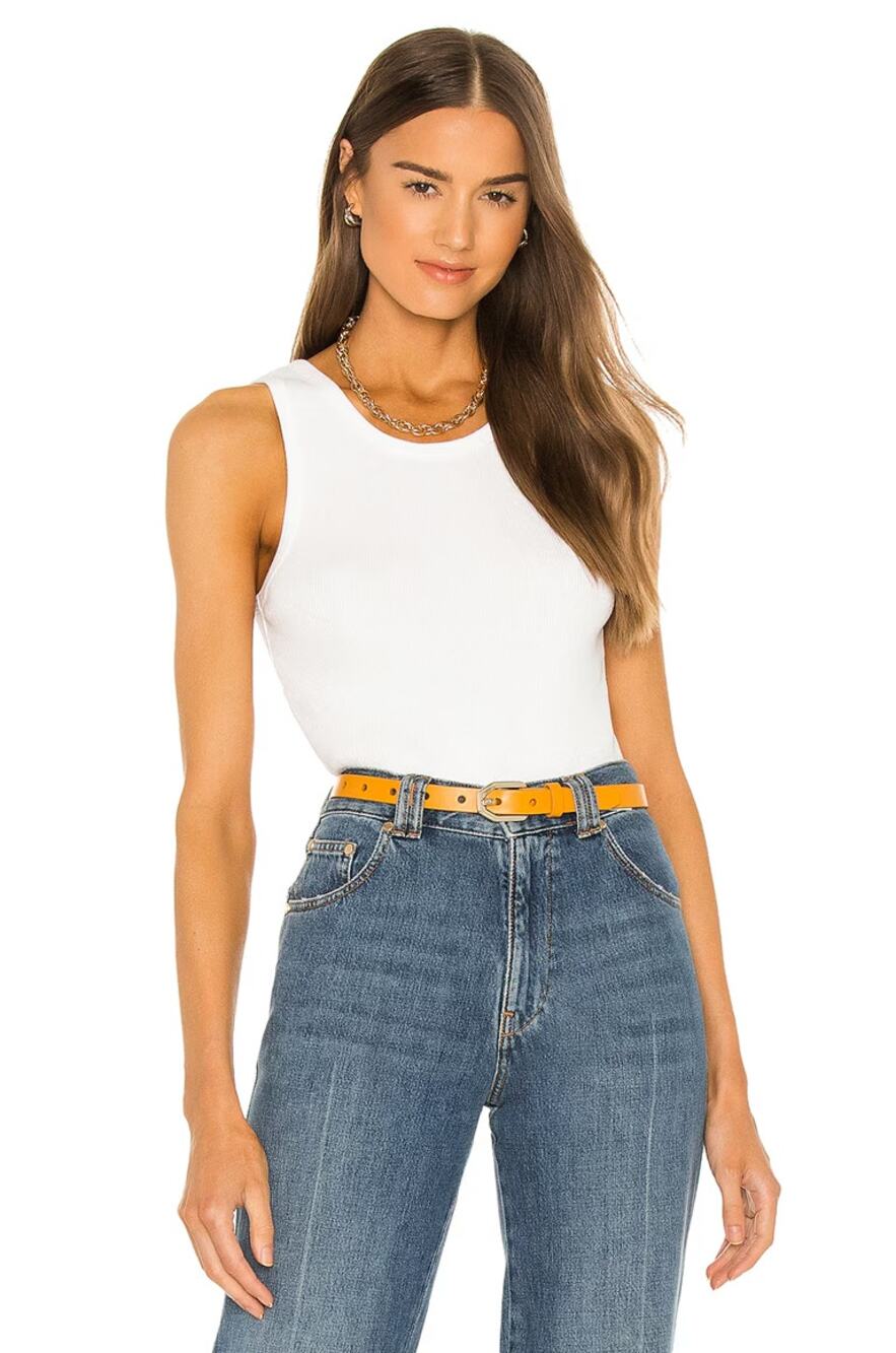 Nili Lotan Coana Crew Neck Sleeveless Ribbed Jersey Tank Top White Extra Small
